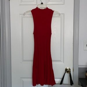 XS red sweater short sleeve sweater type material. Only worn once. Stretchy